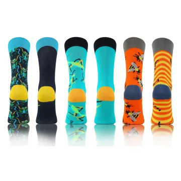 3-PAK Wesołe skarpety bawełniane wzór owady mix