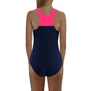 Strój kąpielowy dziewczęcy BW690 granat-róż