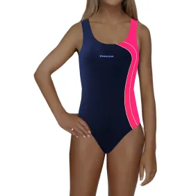 Strój kąpielowy dziewczęcy BW690 granat-róż