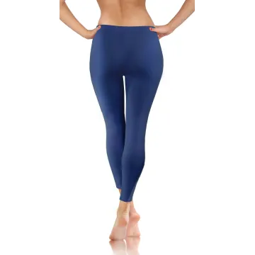 Legginsy damskie sportowe wiskoza kryjące długie granat