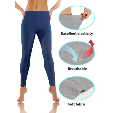 Legginsy damskie sportowe wiskoza kryjące długie granat