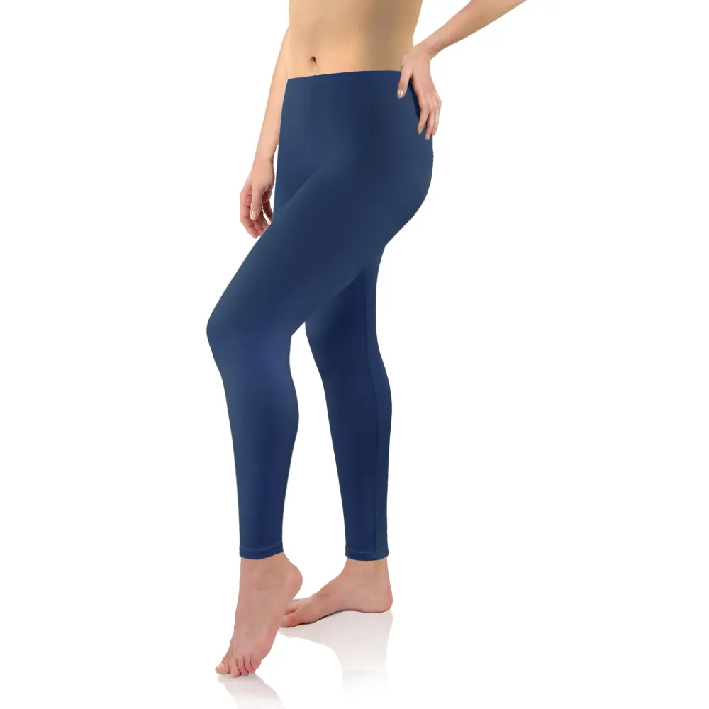 Legginsy damskie sportowe wiskoza kryjące długie granat