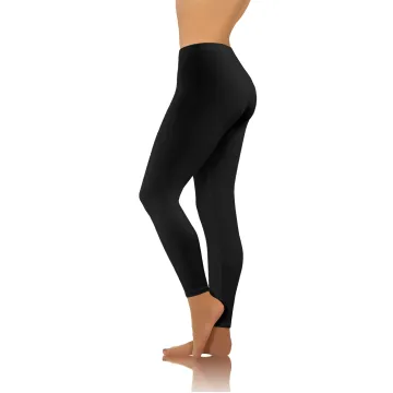 Legginsy damskie sportowe wiskoza kryjące długie czarne