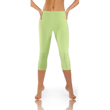 Legginsy damskie sportowe wiskoza kryjące długość 3/4 pistacja