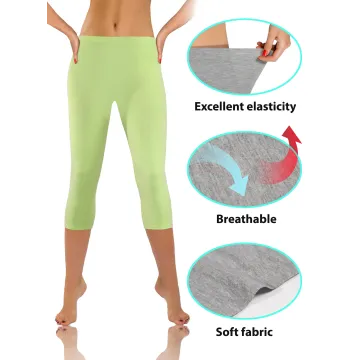 Legginsy damskie sportowe wiskoza kryjące długość 3/4 pistacja