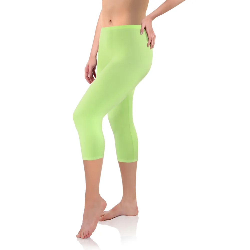 Legginsy damskie sportowe wiskoza kryjące długość 3/4 pistacja