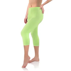 Legginsy damskie sportowe wiskoza kryjące długość 3/4 pistacja