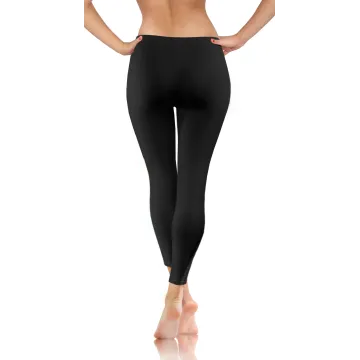 Legginsy damskie sportowe wiskoza kryjące długie czarne