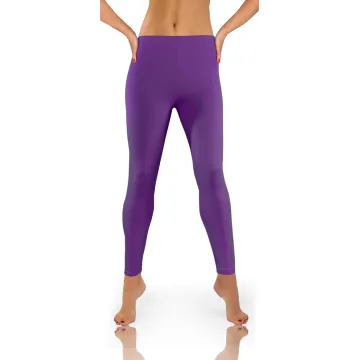 Legginsy damskie sportowe wiskoza kryjące długie fiolet