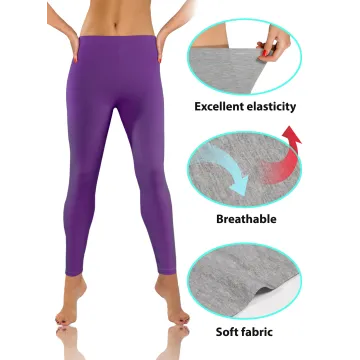 Legginsy damskie sportowe wiskoza kryjące długie fiolet