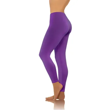 Legginsy damskie sportowe wiskoza kryjące długie fiolet