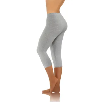 Legginsy damskie sportowe wiskoza kryjące długość 3/4 Jasny Melanż