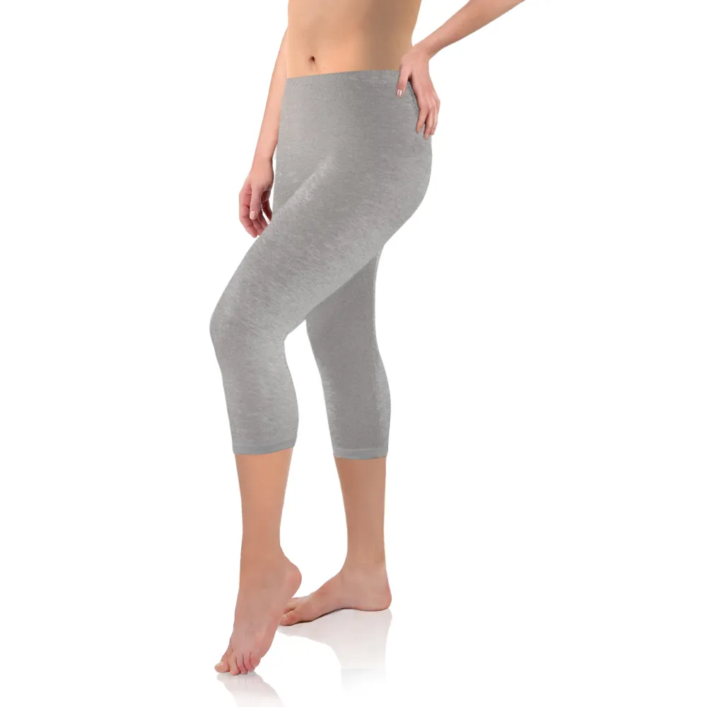 Legginsy damskie sportowe wiskoza kryjące długość 3/4 Jasny Melanż