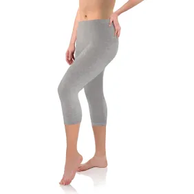 Legginsy damskie sportowe wiskoza kryjące długość 3/4 Jasny Melanż