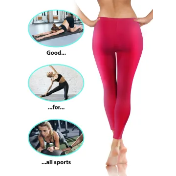 Legginsy damskie sportowe wiskoza kryjące długie amarant