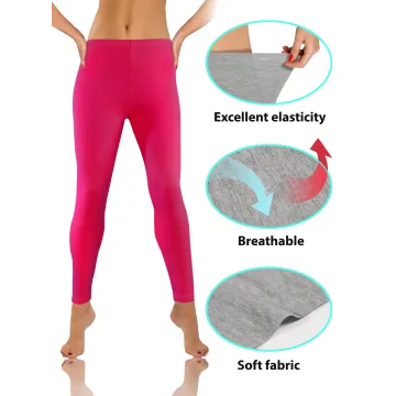 Legginsy damskie sportowe wiskoza kryjące długie amarant