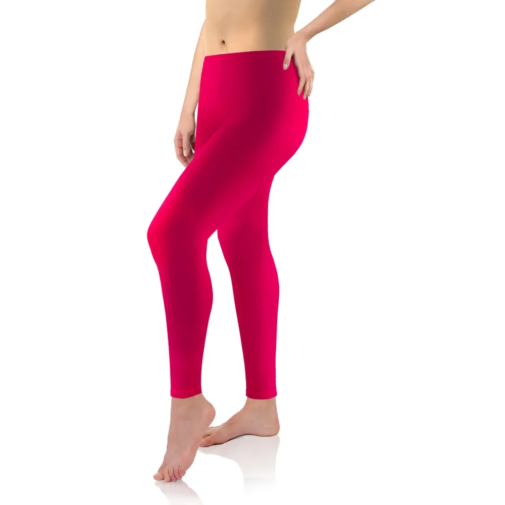 Legginsy damskie sportowe wiskoza kryjące długie amarant