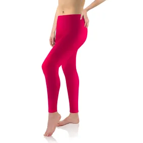Legginsy damskie sportowe wiskoza kryjące długie amarant