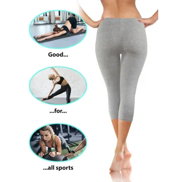 Legginsy damskie sportowe wiskoza kryjące długość 3/4 Jasny Melanż