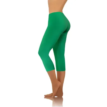 Legginsy damskie sportowe wiskoza kryjące długość 3/4 Zielony