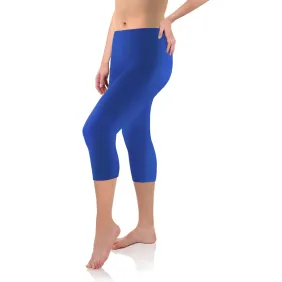 Legginsy damskie sportowe wiskoza kryjące długość 3/4 Niebieski