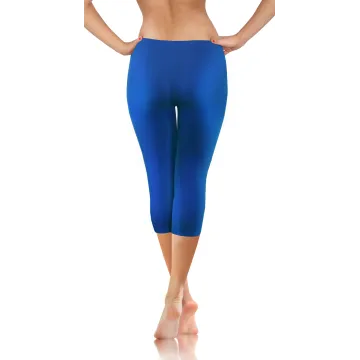 Legginsy damskie sportowe wiskoza kryjące długość 3/4 Niebieski