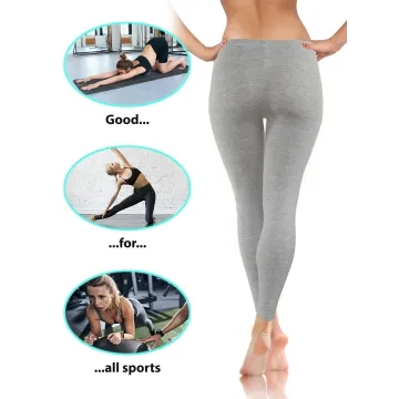 Legginsy damskie sportowe wiskoza kryjące długie jasny melanż