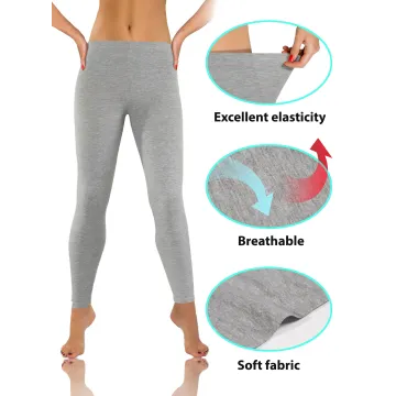 Legginsy damskie sportowe wiskoza kryjące długie jasny melanż