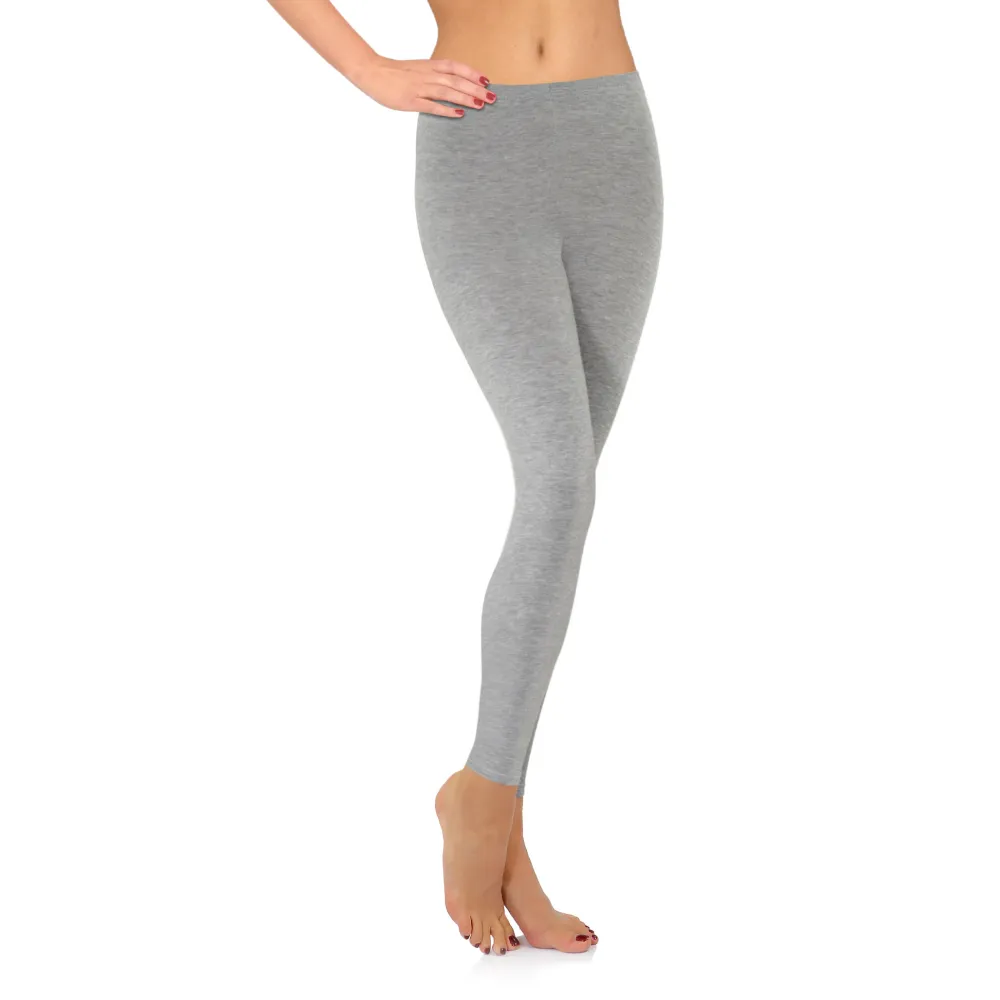 Legginsy damskie sportowe wiskoza kryjące długie jasny melanż