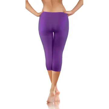 Legginsy damskie sportowe wiskoza kryjące długość 3/4 Fioletowy