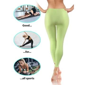 Legginsy damskie sportowe wiskoza kryjące długie pistacja