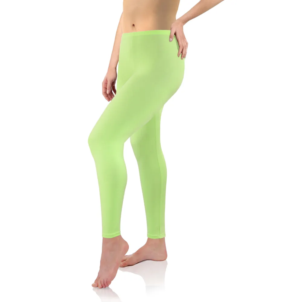 Legginsy damskie sportowe wiskoza kryjące długie pistacja
