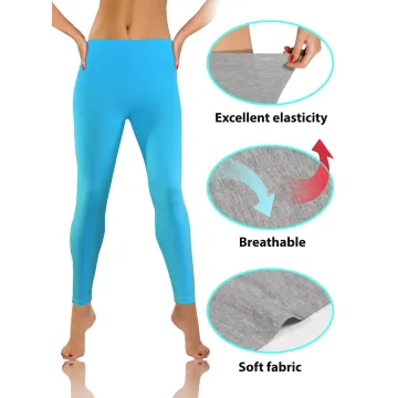 Legginsy damskie sportowe wiskoza kryjące długie turkus
