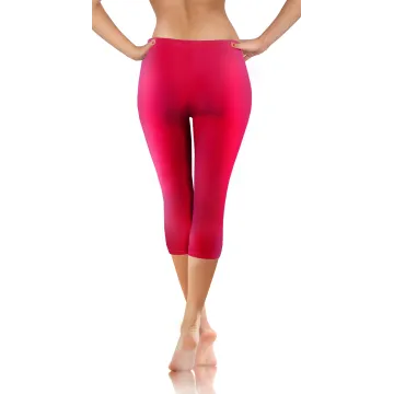 Legginsy damskie sportowe wiskoza kryjące długość 3/4 Czerwony