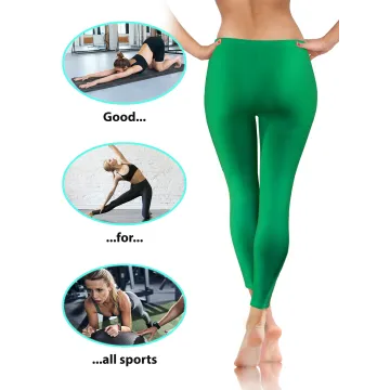 Legginsy damskie sportowe wiskoza kryjące długie zielone