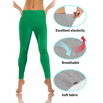 Legginsy damskie sportowe wiskoza kryjące długie zielone