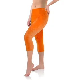 Legginsy damskie sportowe wiskoza kryjące długość 3/4 Orange/Melange