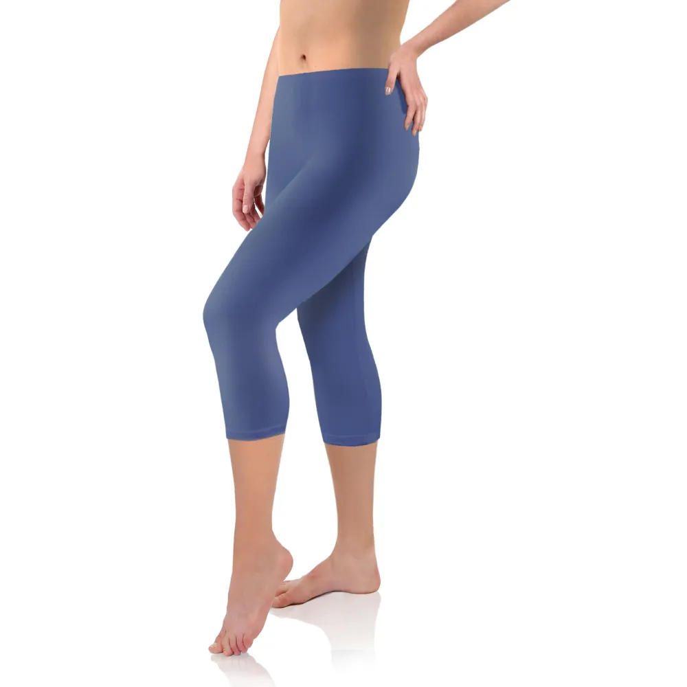 Legginsy damskie sportowe wiskoza kryjące długość 3/4 Jeans
