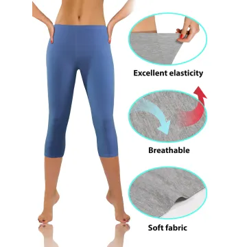 Legginsy damskie sportowe wiskoza kryjące długość 3/4 Jeans