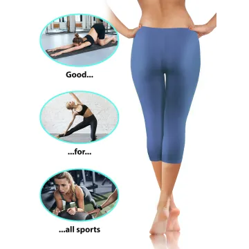 Legginsy damskie sportowe wiskoza kryjące długość 3/4 Jeans
