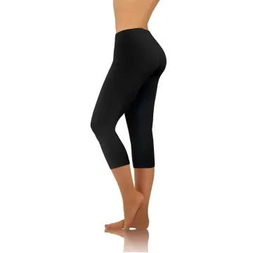 Legginsy damskie sportowe wiskoza kryjące długość 3/4 Czarny
