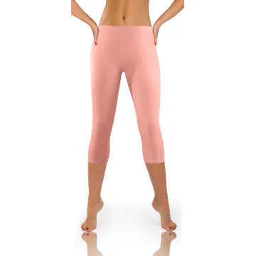 Legginsy damskie sportowe wiskoza kryjące długość 3/4 Morela