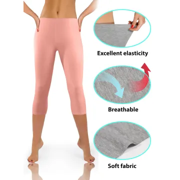 Legginsy damskie sportowe wiskoza kryjące długość 3/4 Morela