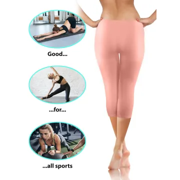 Legginsy damskie sportowe wiskoza kryjące długość 3/4 Morela