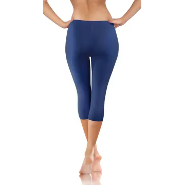 Legginsy damskie sportowe wiskoza kryjące długość 3/4 Granat