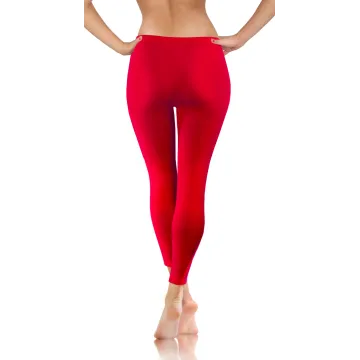 Legginsy damskie sportowe wiskoza kryjące długie czerwone