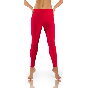 Legginsy damskie sportowe wiskoza kryjące długie czerwone