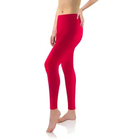 Legginsy damskie sportowe wiskoza kryjące długie czerwone