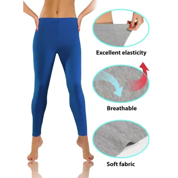 Legginsy damskie sportowe wiskoza kryjące długie niebieskie