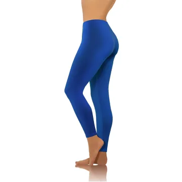 Legginsy damskie sportowe wiskoza kryjące długie niebieskie